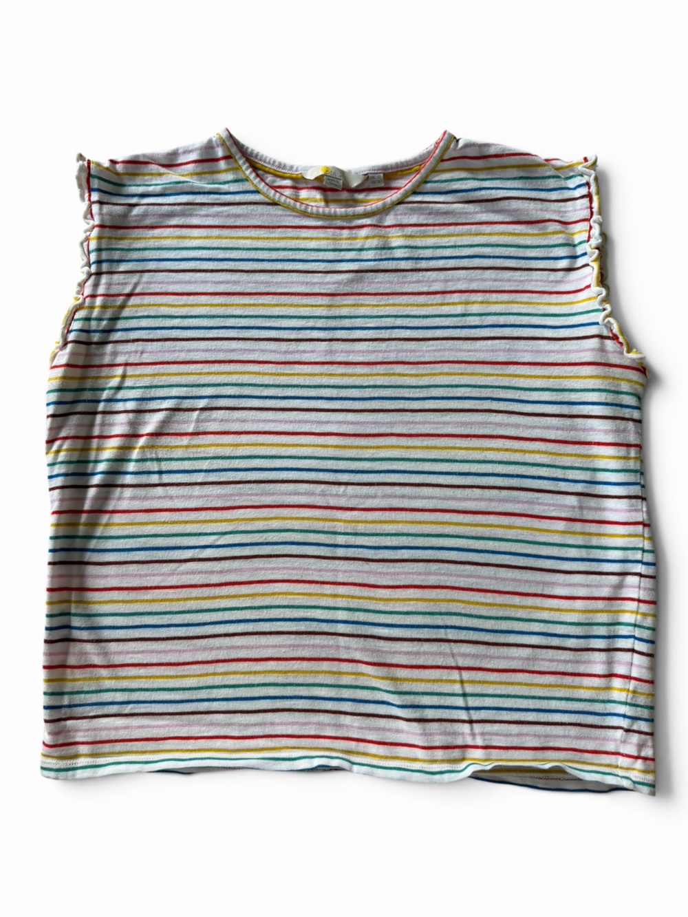 Boden Rainbow Stripe Ribbed Crop Tank Top Size 6